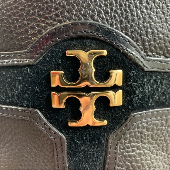 Tory Burch Alaina Leather Riding Boot Suede Trim 8.5 - Picture 10 of 13